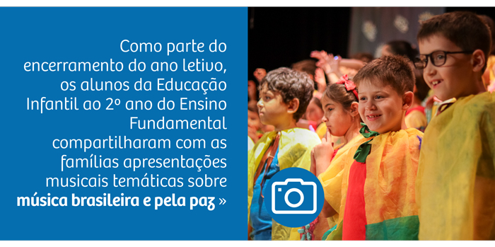 Alunos da Educação Infantil e Ensino Fundamental realizam apresentação musical sobre os ritmos do Brasil